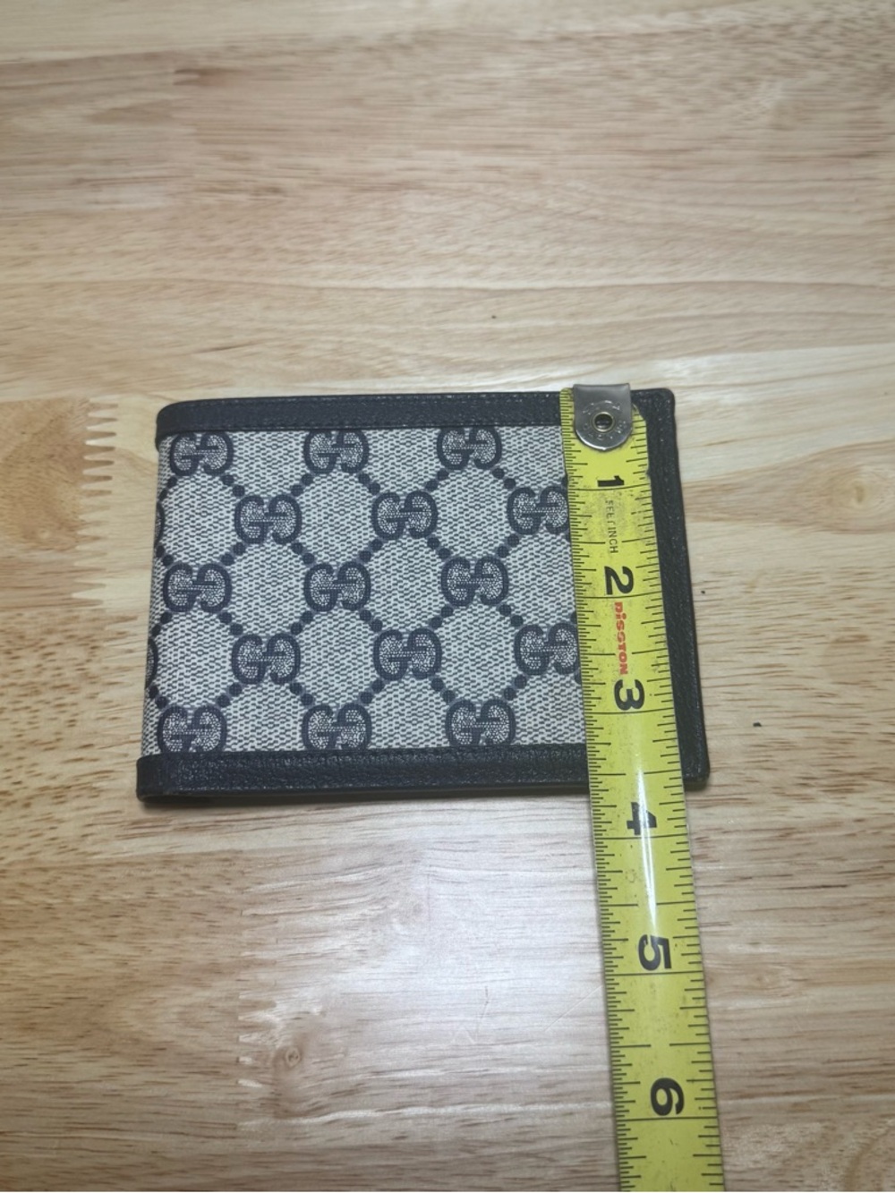 VTG Gucci Navy Bifold Wallet Monogram GG Designer Old Money Quiet Luxury Preppy - Picture 11 of 12